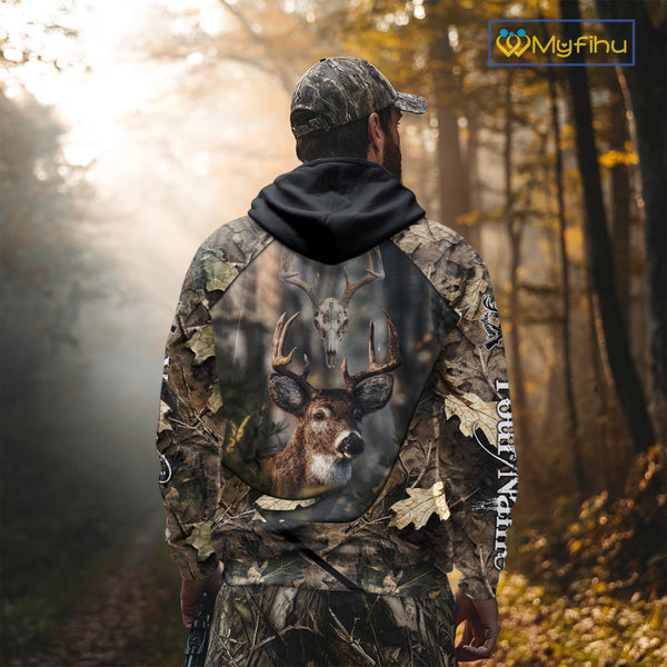 Deer Skull Hunting Camo Forest 3D All Over Printed Shirt, Personalized Hunting Shirt NHT274