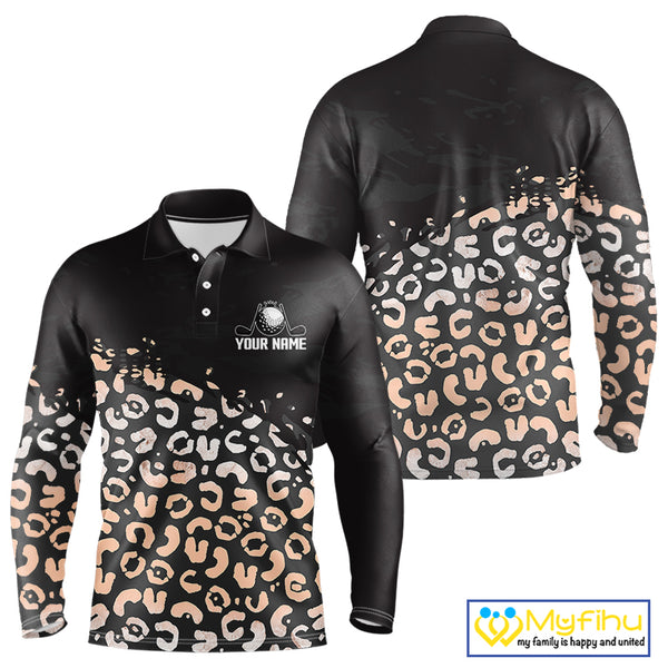 Custom Name Leopard Print Polo Shirt – Stylish Animal Print Golf Polo For Men NHT855