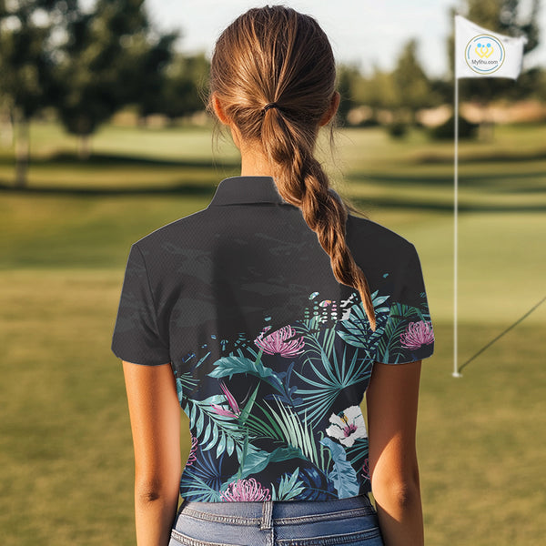 Custom Name Tropical Print Polo Shirt – Stylish Animal Print Golf Polo For Womens NHT856