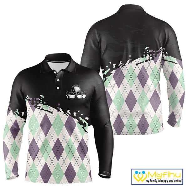Custom Name Argyle Pattern Print Polo Shirt – Stylish Animal Print Golf Polo For Men NHT857