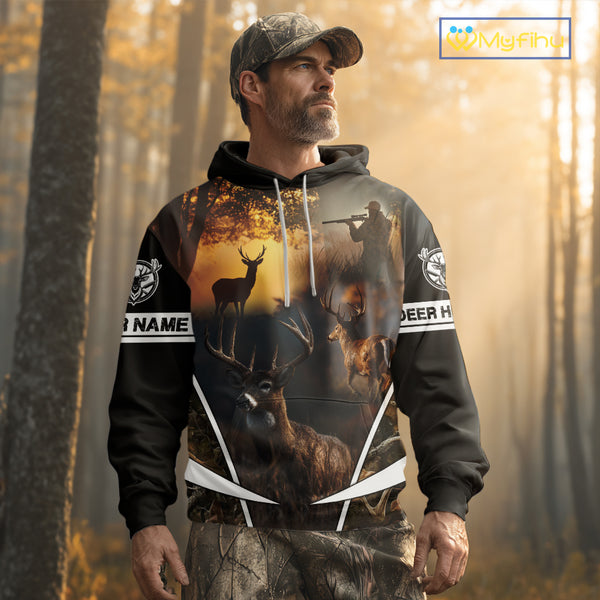 Personalized Deer Hunting Shirt, Custom Name 3D Deer Print, Perfect Gift for Hunters NHT279