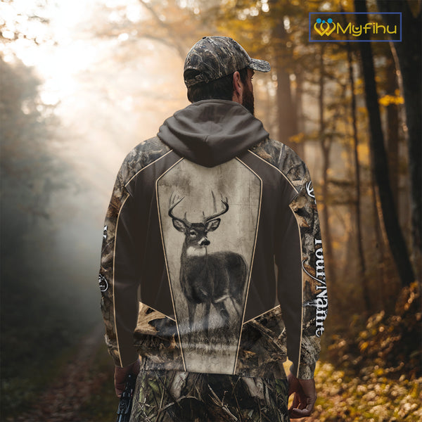 Whitetail Deer Hunting Season Shirt 3D Buck Design Custom Hunting Gift, Deer Hunting Shirt NHT331