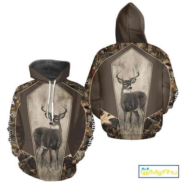 Whitetail Deer Hunting Season Shirt 3D Buck Design Custom Hunting Gift, Deer Hunting Shirt NHT331