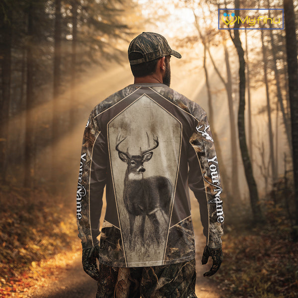 Whitetail Deer Hunting Season Shirt 3D Buck Design Custom Hunting Gift, Deer Hunting Shirt NHT331