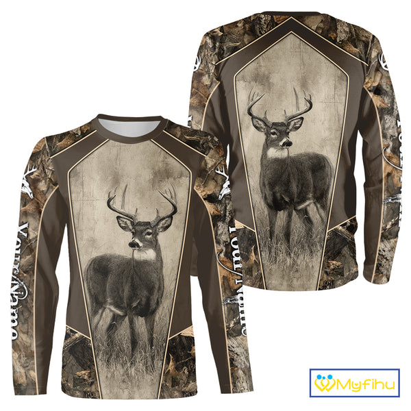 Whitetail Deer Hunting Season Shirt 3D Buck Design Custom Hunting Gift, Deer Hunting Shirt NHT331