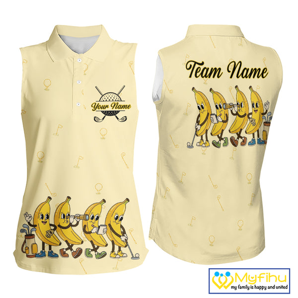 Funny Banana Womens Sleeveless Golf Polo Shirts Team, Women Golf Jerseys For Golfer, Golf Gifts NHT908