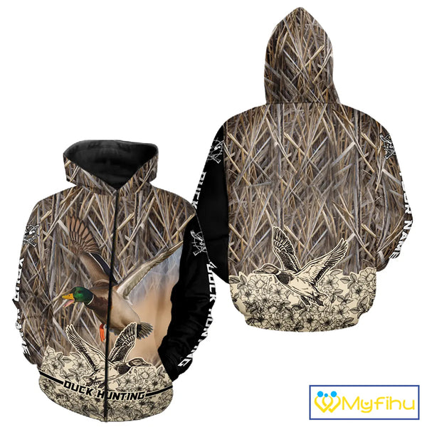 Best Mallard Duck Hunting Shirts, Customized Name All Over Print Shirts For Hunters NHT272