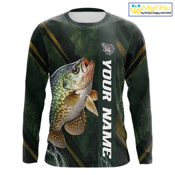 Personalized Crappie Fishing Jersey – Green Angler Shirt Custom Name, Fishing Gift For Men NHT875