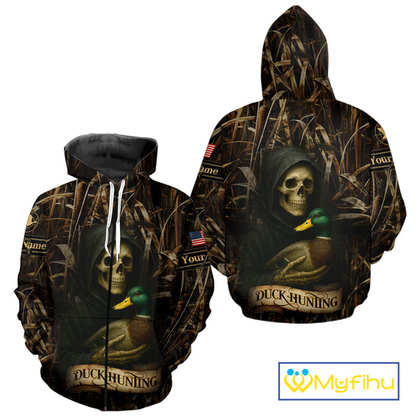 Duck Hunting Camouflage US Flag Custom 3D All Over Printed Shirts Personalized Hunting gift NHT106