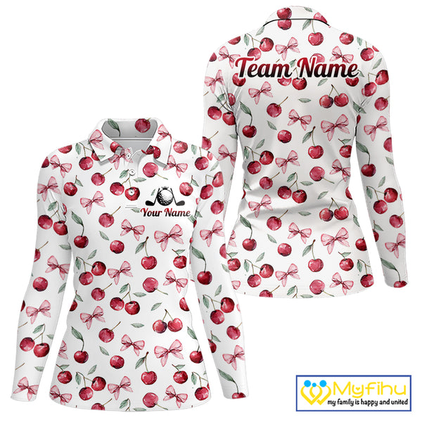 Funny Golf Polo Shirt For Womens Cherry Pattern Summer Sport Top For Team NHT881