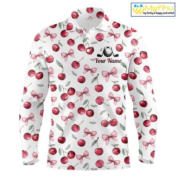 Funny Golf Polo Shirt For Mens Cherry Pattern Summer Sport Top For Team NHT881