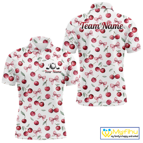 Funny Golf Polo Shirt For Mens Cherry Pattern Summer Sport Top For Team NHT881