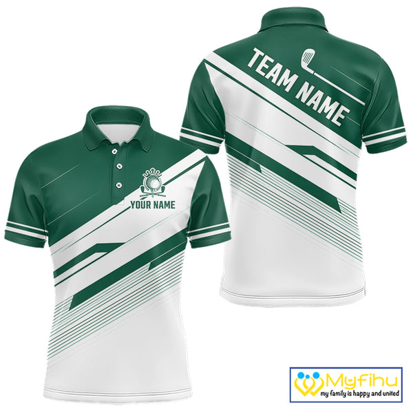 Green And White Mens Golf Polo Shirt Custom Name Golf Shirts For Team Personalized Golf Top NHT882
