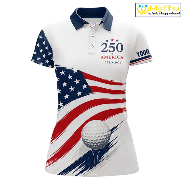 America 250Th Anniversary Womens Golf Polo Shirts, Patriotic Team Golf Jerseys NHT885