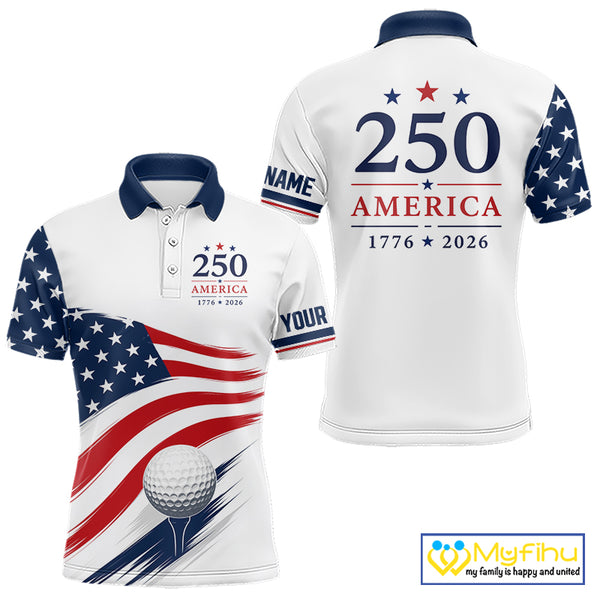 America 250Th Anniversary Mens Golf Polo Shirts, Patriotic Team Golf Jerseys NHT885