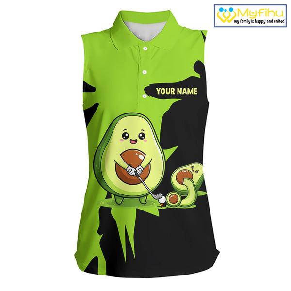 Green Golf Jerseys Funny Avocado Golf Shirts For Women Sleeveless Custom Golf Team Shirts For Golfers NHT893