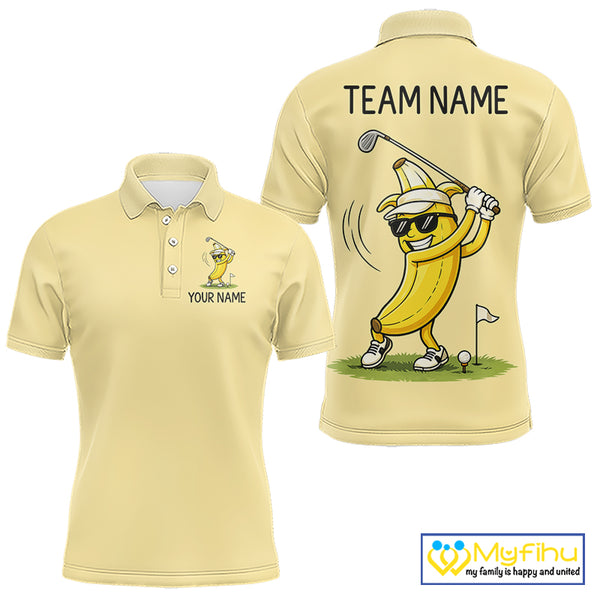 Funny Banana Mens Golf Polo Shirt, Custom Golf Polo For Men, Golf Apparel Gift For Golf Lovers NHT905