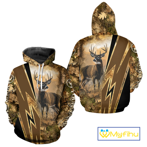 Deer Hunting Custom Name Camouflage Hunting Clothes, Deer Sweatshirt for Men NHT376