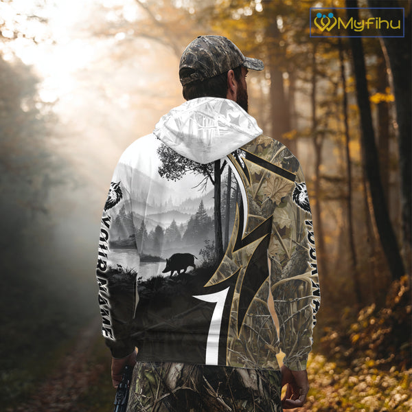 Personalized Wild Hog Hunting Camo Full Printing Shirts, Boar Hunting Shirt NHT319