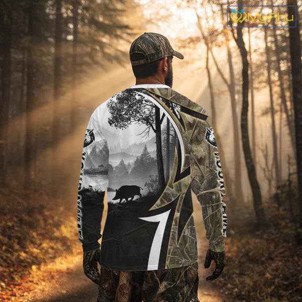 Personalized Wild Hog Hunting Camo Full Printing Shirts, Boar Hunting Shirt NHT319