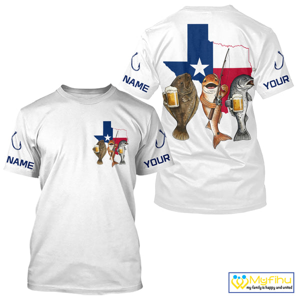 Texas Slam Funny Fishing Redfish, Trout, Flounder Fishing Shirts T - Shirt For Men| White NHT843