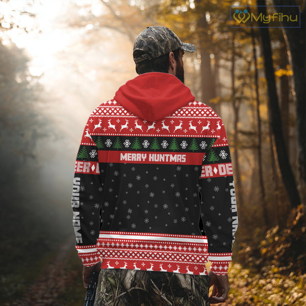 Custom Merry Huntmas Shirt – Personalized Deer Hunting Christmas Shirt with Your Photo NHT308