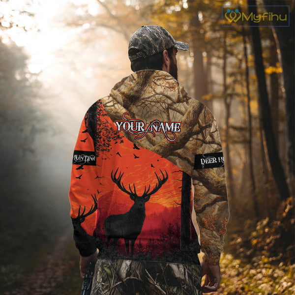 Personalized Deer Hunting 3D All Over Printed Shirts Custom Deer And Mountain Camo Shirt Hunting Gifts NHT15