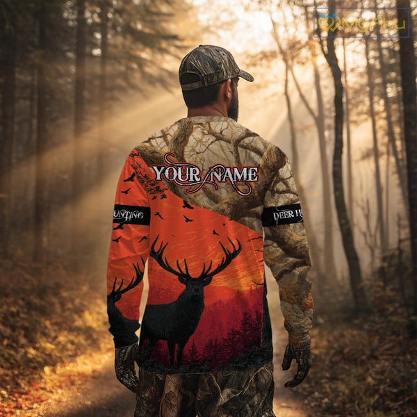 Personalized Deer Hunting 3D All Over Printed Shirts Custom Deer And Mountain Camo Shirt Hunting Gifts NHT15