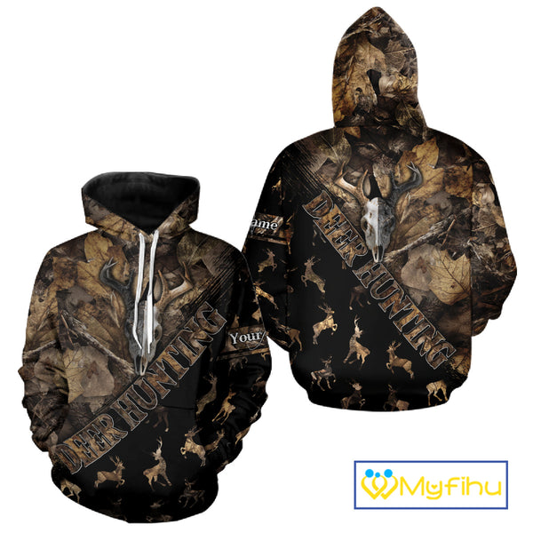 Deer Hunting Custom Name Camo Shirt, Hunting Gift For Men, Camouflage Deer Shirts NHT10