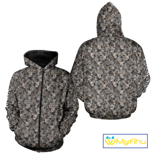Beautiful Deer Hunting Shirt Pattern Deer Camo Custom Name 3D All Over Printed Hunting Gift NHT90