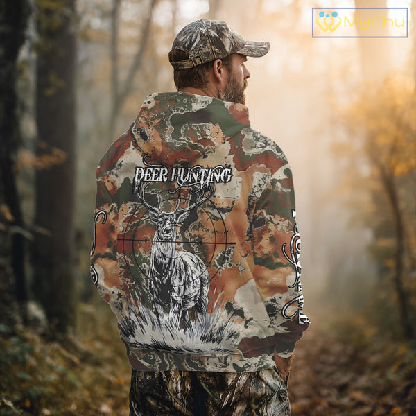 Season Deer Hunting Shirt Brown Green Camo 3D Custom Name Clothes For Hunters NHT91