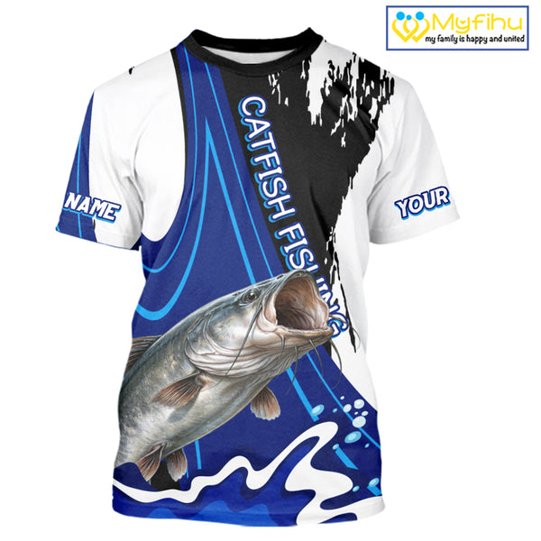 Catfish Fishing Jersey Personalized Name Fishing T-Shirts, Angler Tournament Fishing Apparel NHT869