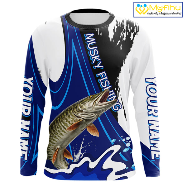 Musky Fishing Jersey Personalized Name Fishing Shirt, Angler Tournament Fishing Apparel NHT870
