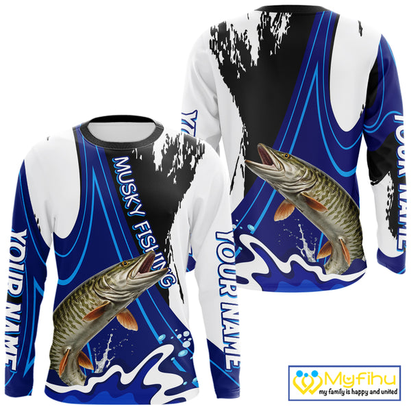 Musky Fishing Jersey Personalized Name Fishing Shirt, Angler Tournament Fishing Apparel NHT870