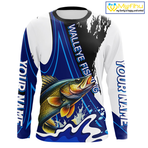 Walleye Fishing Jersey Personalized Name Fishing Shirt, Angler Tournament Fishing Apparel NHT871
