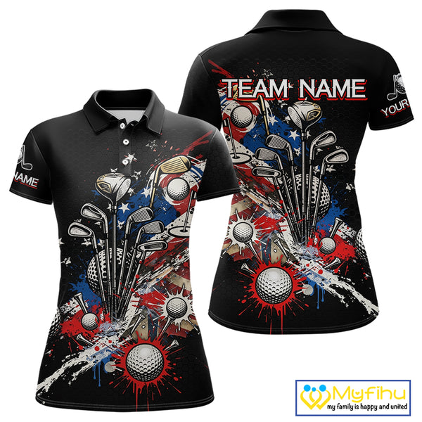 Patriotic Golf Polo Shirt Custom USA Flag Golf Shirt For Womens, Golf Apparel Gift For Golfers NHT904