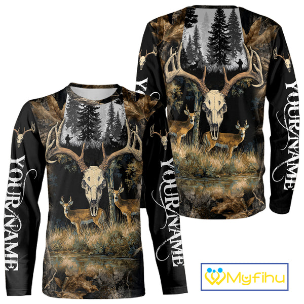 Deer Hunting Gift, Personalized Whitetail Deer Hunting 3D All Over Printed  Camo Hoodie NHT361