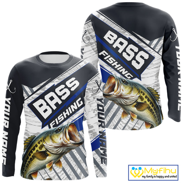 Personalized Bass Fishing Jerseys For Fishing Team, Largemouth Bass Fishing Shirts Long Sleeve NHT918