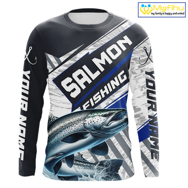 Personalized Chinook Salmon Fishing Jerseys For Fishing Team, Salmon Fishing Shirts Long Sleeve NHT921