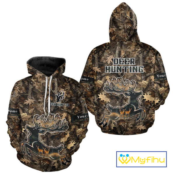 Best Deer Hunting Shirt 3D All-Over Print with Deer Forest Camo, Hunting Hoodie For Men NHT374