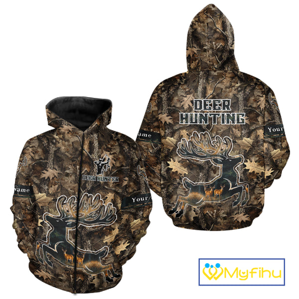Best Deer Hunting Shirt 3D All-Over Print with Deer Forest Camo, Hunting Hoodie For Men NHT374