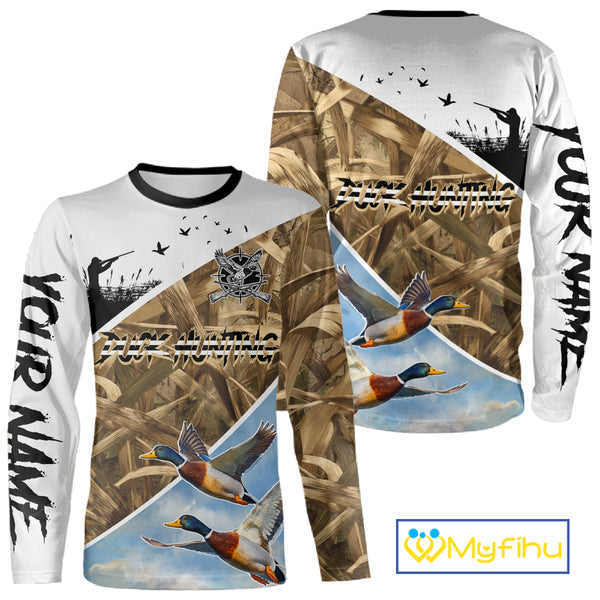 Mallard Duck Hunting Shirts, Best Hoodie Hunting Gifts, Duck Hunting Camo Shirts NHT375