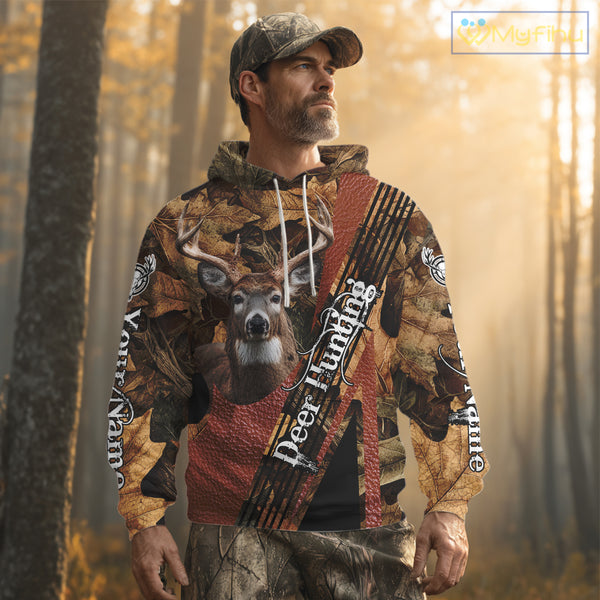 Deer Hunting Orange With Camo Autumn - Personalized All Over Print Deer Hunting Clothes NHT292