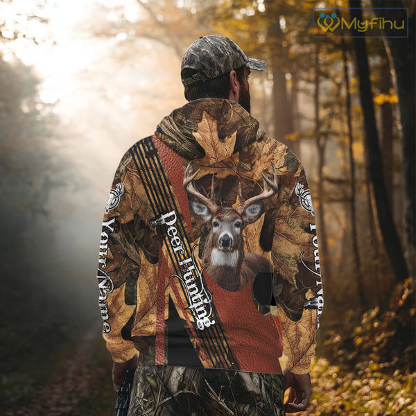 Deer Hunting Orange With Camo Autumn - Personalized All Over Print Deer Hunting Clothes NHT292