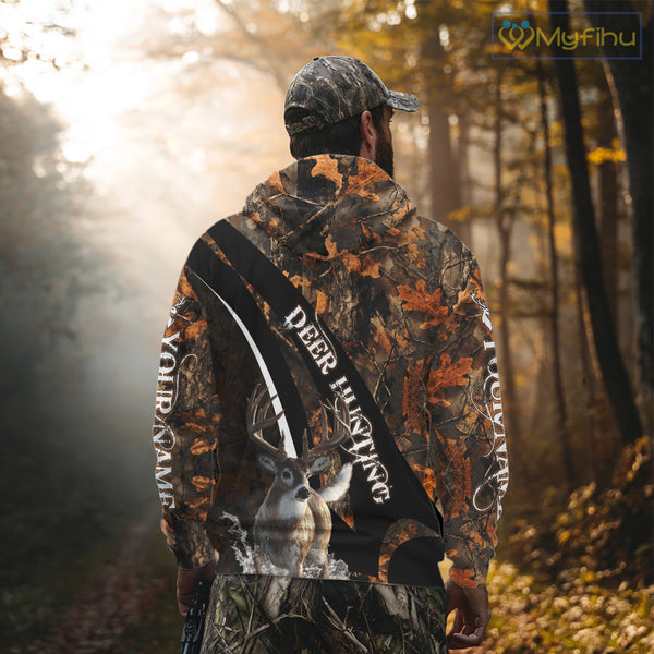 Whitetail Deer Hunting Orange Camo Hoodie, Sweatshirt Hunting Shirt For Men NHT347
