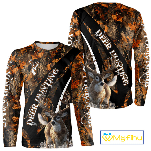 Whitetail Deer Hunting Orange Camo Hoodie, Sweatshirt Hunting Shirt For Men NHT347