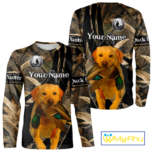 Duck Hunting Camo Shirt With Yellow Lab For Duck Hunter - Best Duck Hunting Gifts NHT227