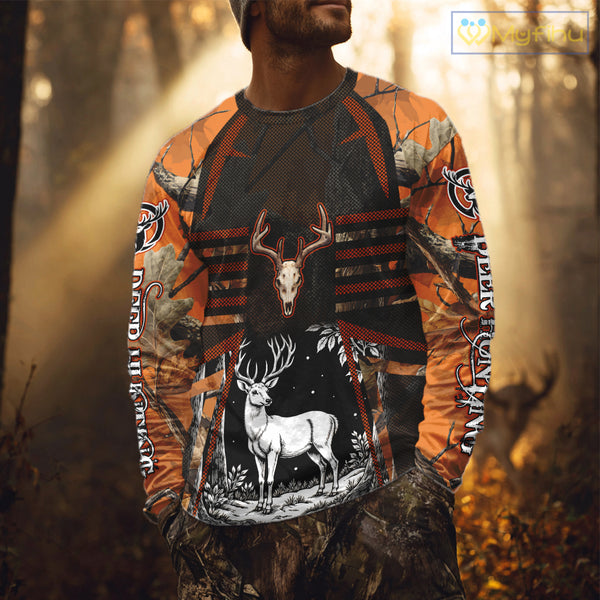 Blaze Orange Camo Hoodie Hunting Shirt, Deer Sweatshirt Shirt for Men, Deer Hunting Season NHT356