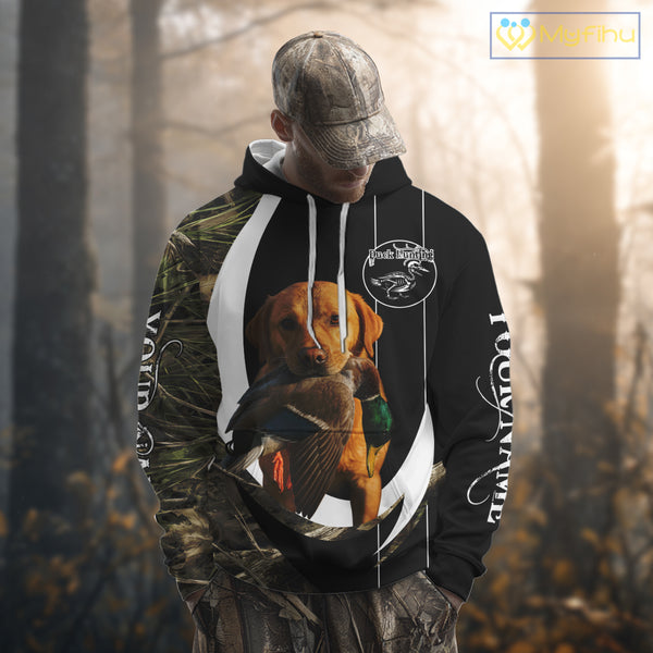 Duck Hunting Waterfowl Camouflage Shirt with Labrador Retriever, Custom Name Hunting Season NHT124