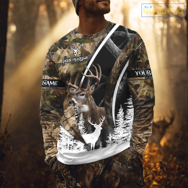 Forest Camo Deer Hunting 3D Shirt – Custom Name Personalized Gift NHT299